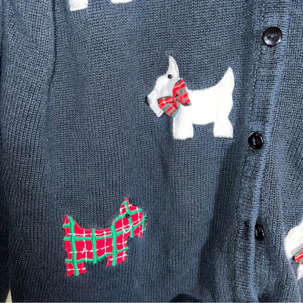 VINTAGE 80s Scotty Dog 3D embroidered cardigan M - Picture 3 of 6